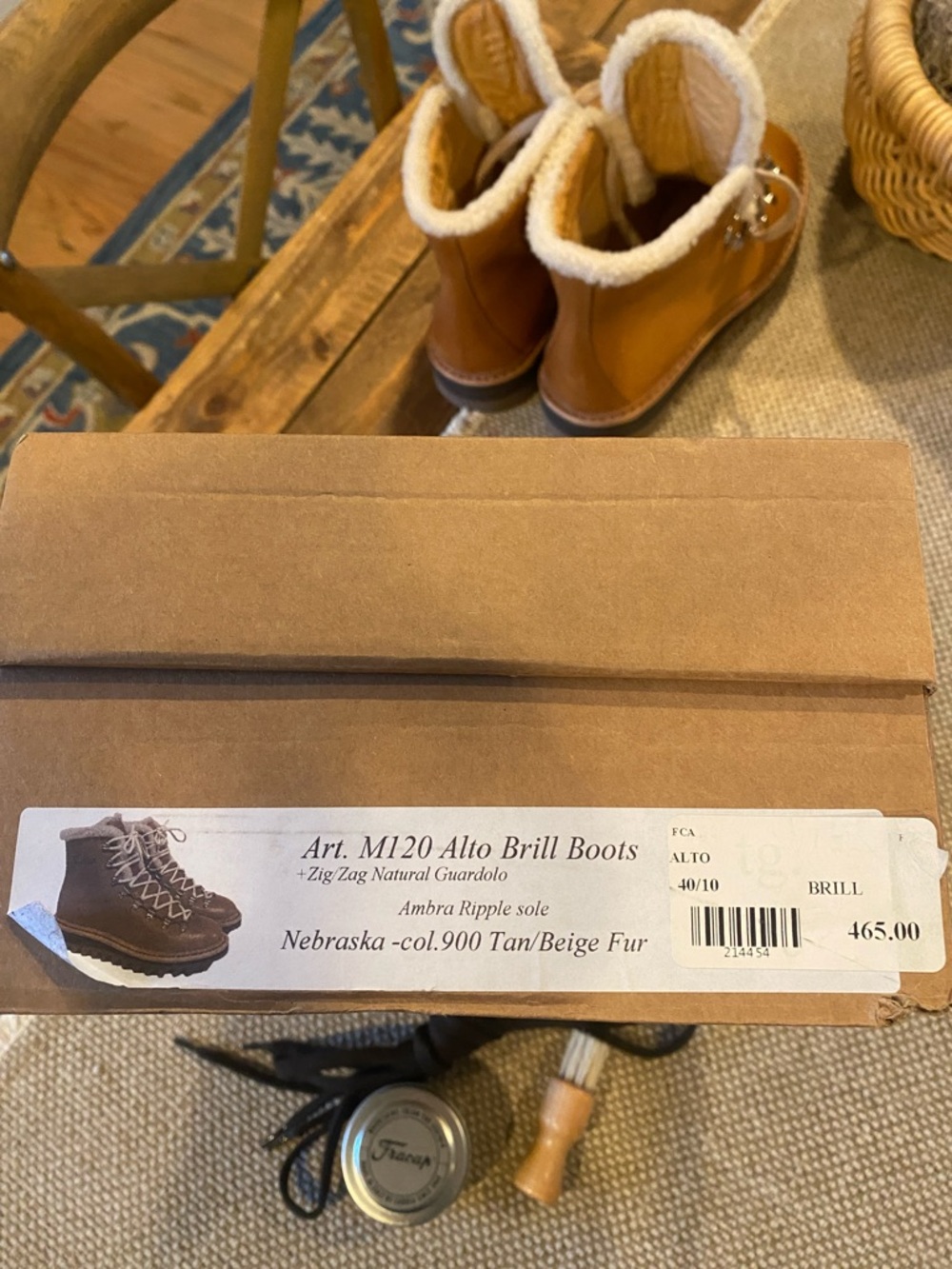 Women's Tan Leather Shearling-Lined Ankle Boots - Picture 7 of 8
